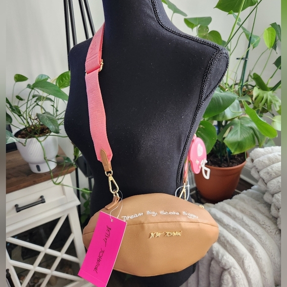Betsey Johnson Brown and Pink Football Crossbody Bag NWT - Picture 12 of 15